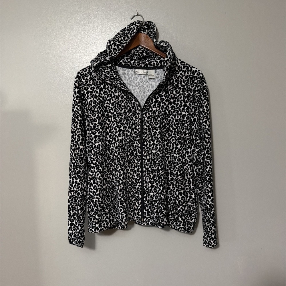 Kim Rogers Velour Cheetah Zip Hoodie PL Mob Wife Animal Print Loungewear